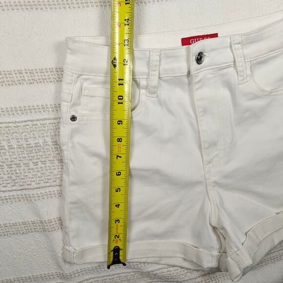 Guess White Denim Shorts Rolled Hem Casual High Rise Size 30 NEW - Picture 4 of 9